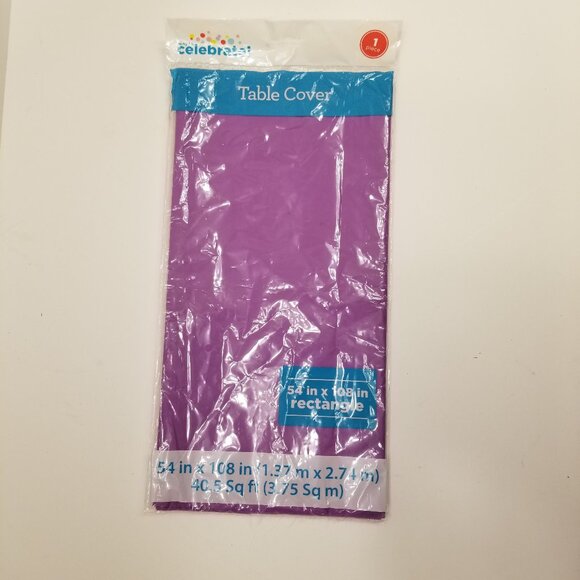 NIB Manufacturer Sealed 54" × 108" Celebrate! Purple Table Cover, Tablecloth - Picture 3 of 6
